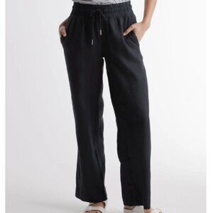 Quince Women's Black 100% European Linen Wide Leg Pants sz L NWT Elastic Waist